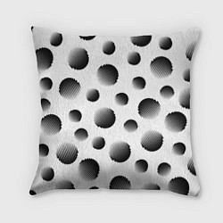 Подушка квадратная Черные полосатые шары на белом, цвет: 3D-принт