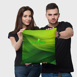 Подушка квадратная CSGO green logo, цвет: 3D-принт — фото 2