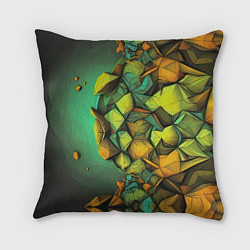 Подушка квадратная Зеленая объемная абстракция, цвет: 3D-принт