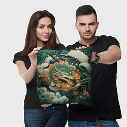 Подушка квадратная Облачный дракон Irezumi, цвет: 3D-принт — фото 2