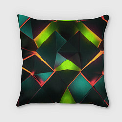Подушка квадратная Неоновый зеленый калейдоскоп, цвет: 3D-принт