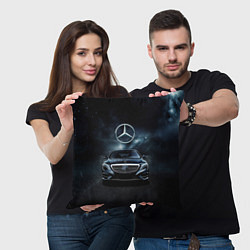 Подушка квадратная Mercedes Benz black, цвет: 3D-принт — фото 2