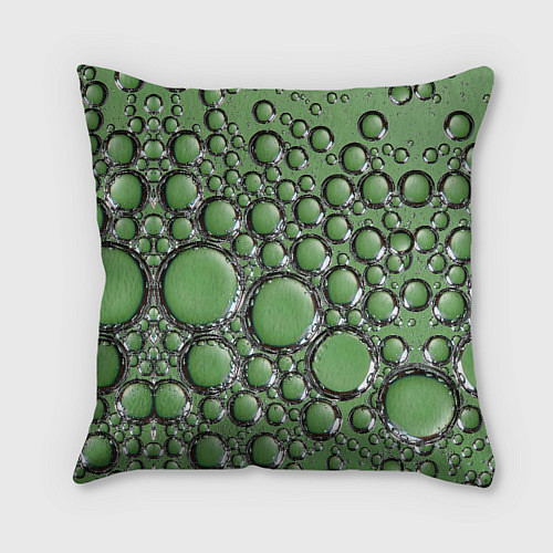 Подушка квадратная Пузыри в зелёной жидкости / 3D-принт – фото 2
