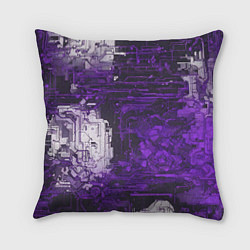 Подушка квадратная Киберпанк заражение фиолетовое, цвет: 3D-принт