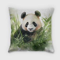 Подушка квадратная Панда акварель, цвет: 3D-принт