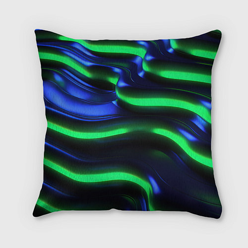 Подушка квадратная Green blue lines / 3D-принт – фото 2
