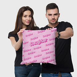 Подушка квадратная Дочь в стиле барби - розовый паттерн, цвет: 3D-принт — фото 2