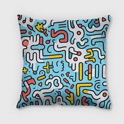Подушка квадратная Геометрическая контурная абстракция, цвет: 3D-принт