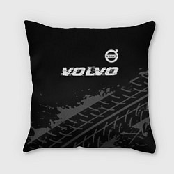 Подушка квадратная Volvo speed на темном фоне со следами шин: символ, цвет: 3D-принт