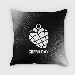 Подушка квадратная Green Day glitch на темном фоне, цвет: 3D-принт