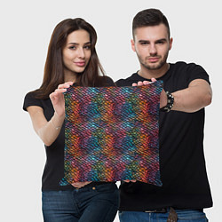 Подушка квадратная Разноцветная чешуя дракона, цвет: 3D-принт — фото 2