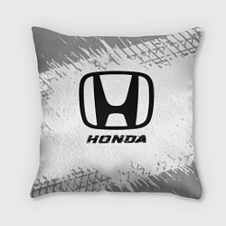 Подушка квадратная Honda speed на светлом фоне со следами шин, цвет: 3D-принт