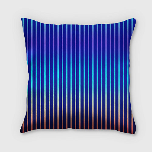 Подушка квадратная Полосатый синий градиент / 3D-принт – фото 2