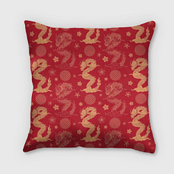 Подушка квадратная Азиатские драконы - классика, цвет: 3D-принт