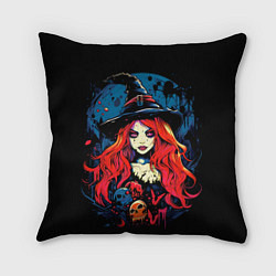 Подушка квадратная Ведьма с красными волосами, цвет: 3D-принт
