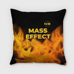 Подушка квадратная Mass Effect - gold gradient: символ сверху, цвет: 3D-принт