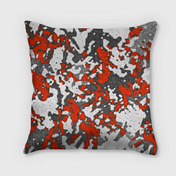 Подушка квадратная Абстракция серо-красная, цвет: 3D-принт