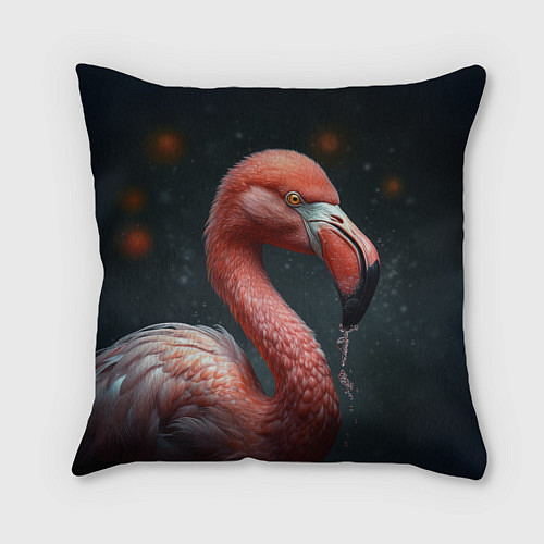 Подушка квадратная Фламинго с каплями воды / 3D-принт – фото 2