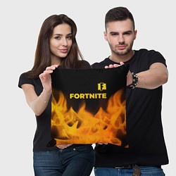Подушка квадратная Fortnite - gold gradient: символ сверху, цвет: 3D-принт — фото 2