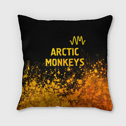 Подушка квадратная Arctic Monkeys - gold gradient: символ сверху, цвет: 3D-принт