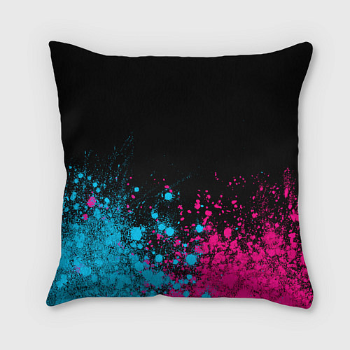 Подушка квадратная Coldplay - neon gradient: символ сверху / 3D-принт – фото 2