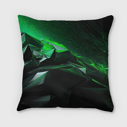 Подушка квадратная Green abstract geometry / 3D-принт – фото 2