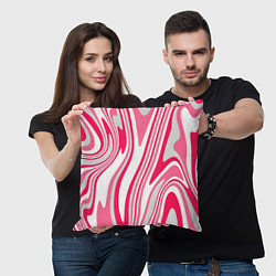 Подушка квадратная Абстракция бело-серо-розовый, цвет: 3D-принт — фото 2