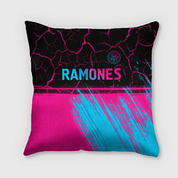 Подушка квадратная Ramones - neon gradient посередине, цвет: 3D-принт