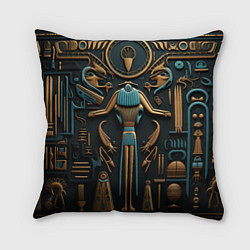 Подушка квадратная Орнамент в стиле египетской иероглифики, цвет: 3D-принт