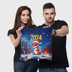 Подушка квадратная 2024 красный новогодний дракон, цвет: 3D-принт — фото 2