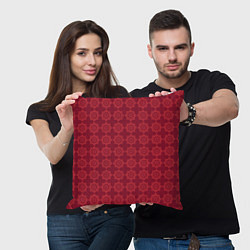 Подушка квадратная Цветочный стилизованный паттерн бордовый, цвет: 3D-принт — фото 2