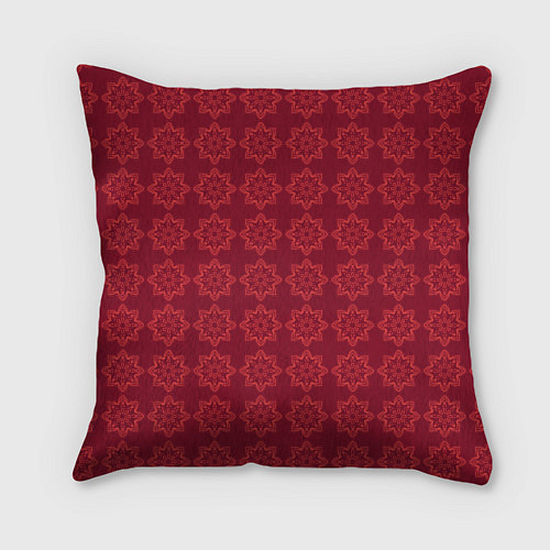 Подушка квадратная Цветочный стилизованный паттерн бордовый / 3D-принт – фото 2