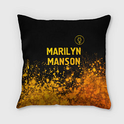 Подушка квадратная Marilyn Manson - gold gradient посередине, цвет: 3D-принт