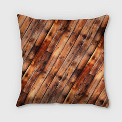 Подушка квадратная Деревянная обшивка, цвет: 3D-принт
