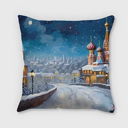 Подушка квадратная Москва новый год, цвет: 3D-принт