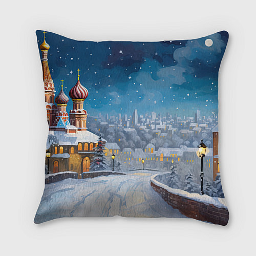 Подушка квадратная Москва новый год / 3D-принт – фото 2