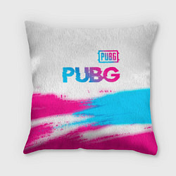 Подушка квадратная PUBG neon gradient style посередине, цвет: 3D-принт
