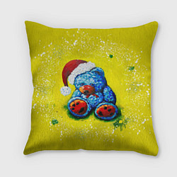 Подушка квадратная Плюшевый синий Санта, цвет: 3D-принт