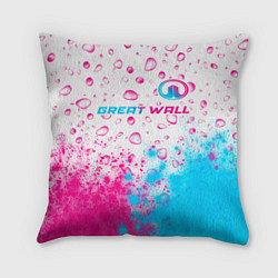 Подушка квадратная Great Wall neon gradient style посередине, цвет: 3D-принт