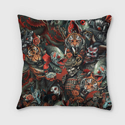 Подушка квадратная Татуировка ирезуми в японском стиле, цвет: 3D-принт