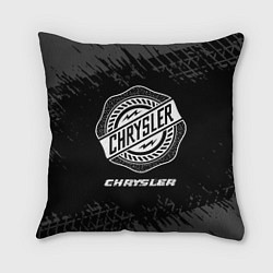 Подушка квадратная Chrysler speed на темном фоне со следами шин, цвет: 3D-принт