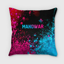 Подушка квадратная Manowar - neon gradient посередине, цвет: 3D-принт