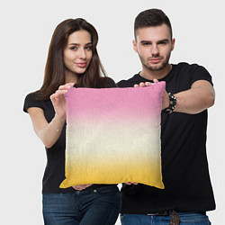 Подушка квадратная Розовый бежевый желтый градиент, цвет: 3D-принт — фото 2