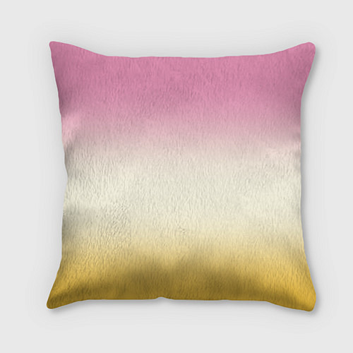 Подушка квадратная Розовый бежевый желтый градиент / 3D-принт – фото 2