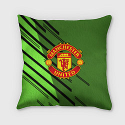 Подушка квадратная ФК Манчестер Юнайтед спорт, цвет: 3D-принт