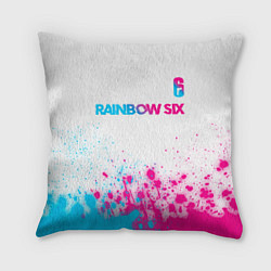 Подушка квадратная Rainbow Six neon gradient style посередине, цвет: 3D-принт