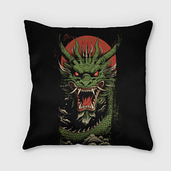 Подушка квадратная Зеленый дракон с открытой пастью, цвет: 3D-принт