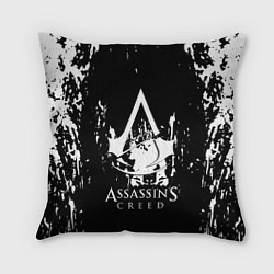 Подушка квадратная Assassins Creed белые краски, цвет: 3D-принт
