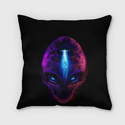 Подушка квадратная UFO alien head, цвет: 3D-принт