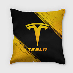 Подушка квадратная Tesla - gold gradient, цвет: 3D-принт